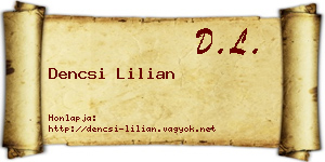 Dencsi Lilian névjegykártya